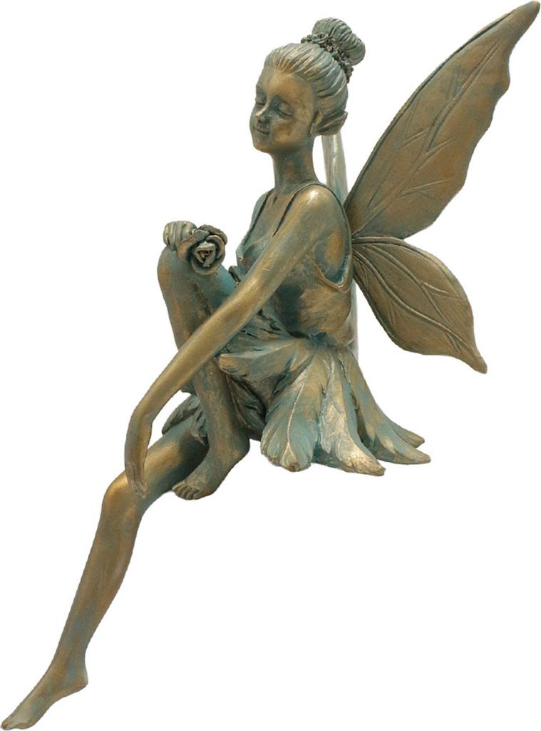 Blumenfeenfigur, bemalt, sitzende Feenstatue, Gartenfeenskulptur für den Innen- und Außenbereich, Pflanzgefäß, Bonsai-Dekoration