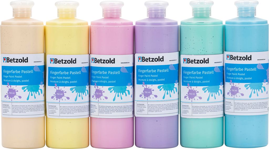 Betzold Fingerfarben, 6er-Set, Farbe: Pastellfarben Produktbild 