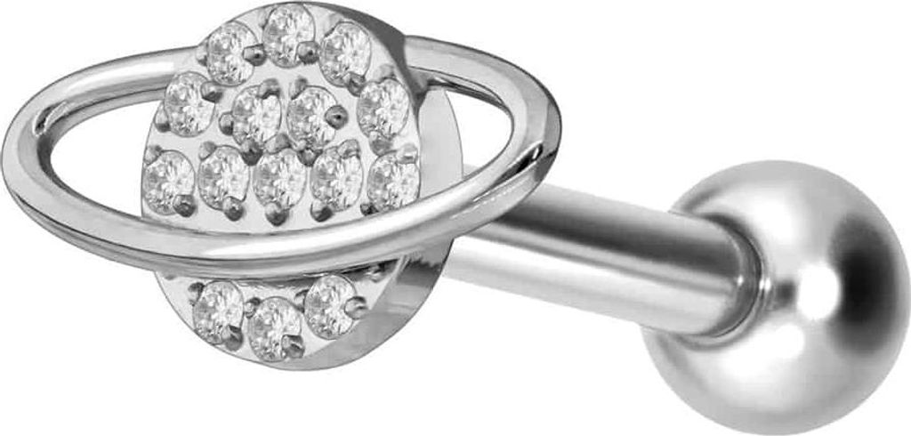 Ohrpiercing Titan Ohrpiercing mit Innengewinde KRISTALLPLANET Silber Stablänge: 8mm