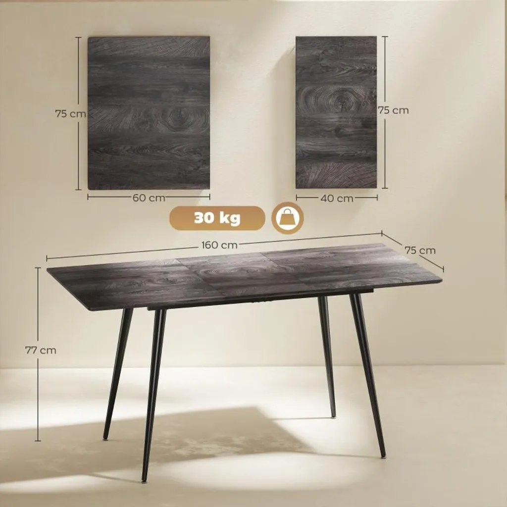 Table extensible pour recevoir 8 invités avec pieds en acier durable - 3