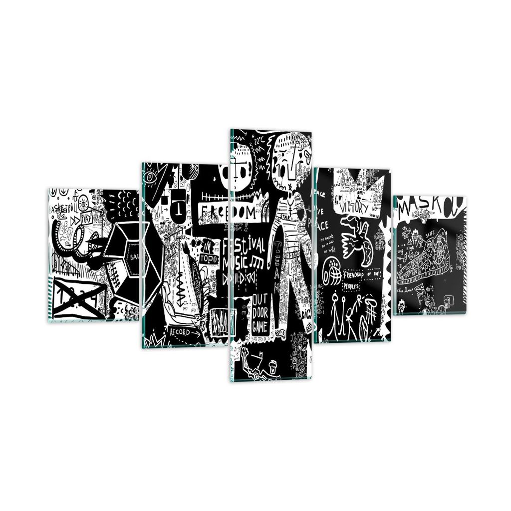 Bilder auf glas - Graffiti modern - 125x70cm - Glasbilder - Wandbilder - Kunstdruck - zum Aufhängen bereit - Wanddekoration aus Glas - Glas Bilder...