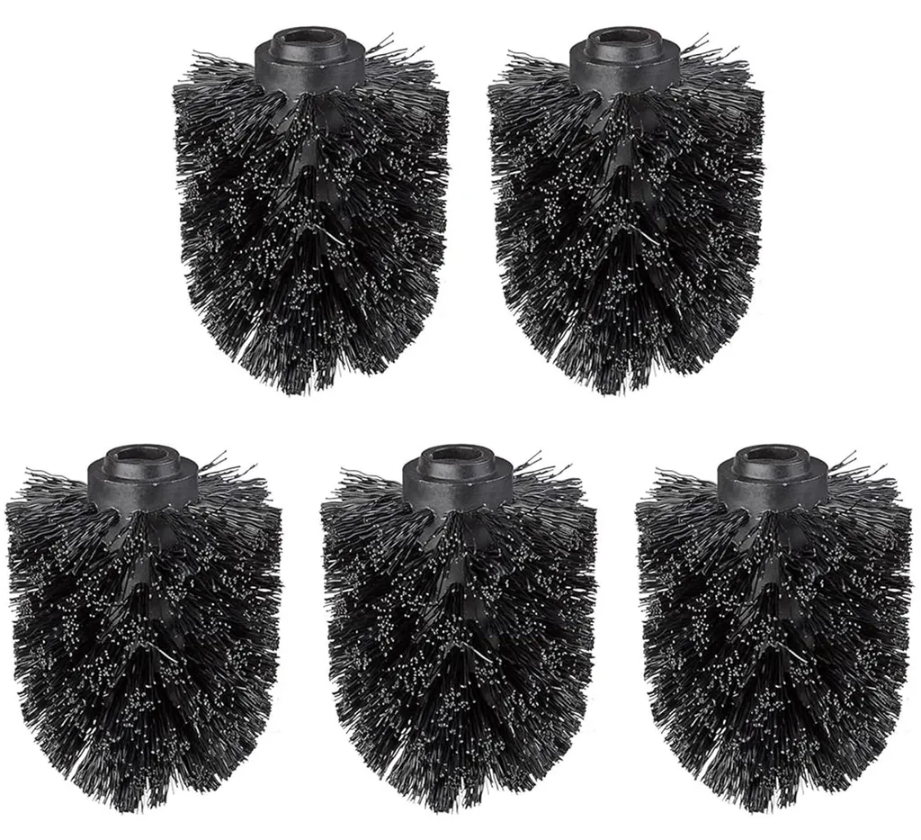 Brosse WC de rechange noire Ø 7 cm, filetage 16 mm, lot de 5 pièces robustes