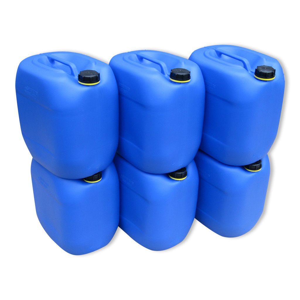 6 x 30 L gebrauchter Kanister blau Plastekanister 