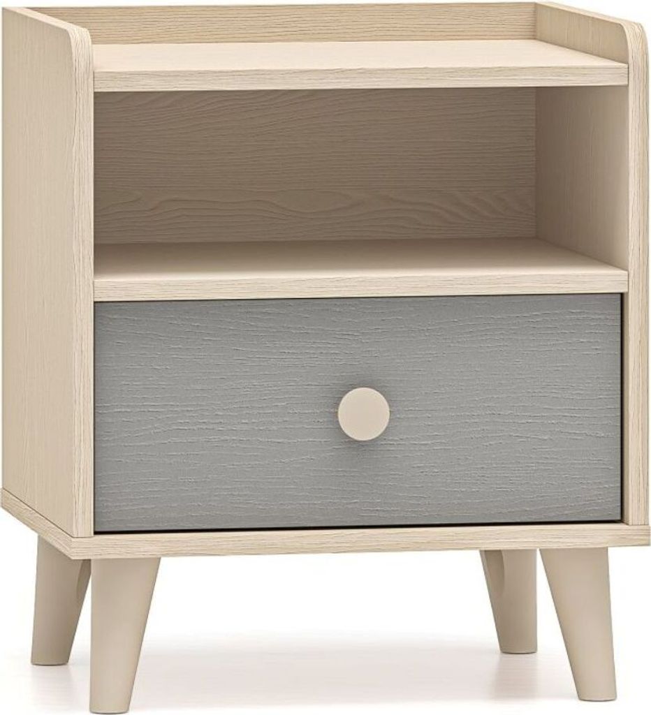 Jugendzimmer Nachtschrank in Sandbeige mit grau, mit Softclose Schublade - MODICA-131