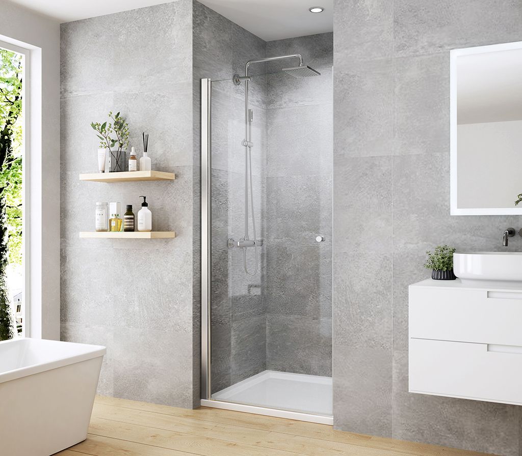 Heilmetz Duschkabine 90x185cm Schwingtür Dusche Duschtrennwand with Wandprofil 6mm ESG Sicherheitsglas Duschabtrennung Nano Beschichtung