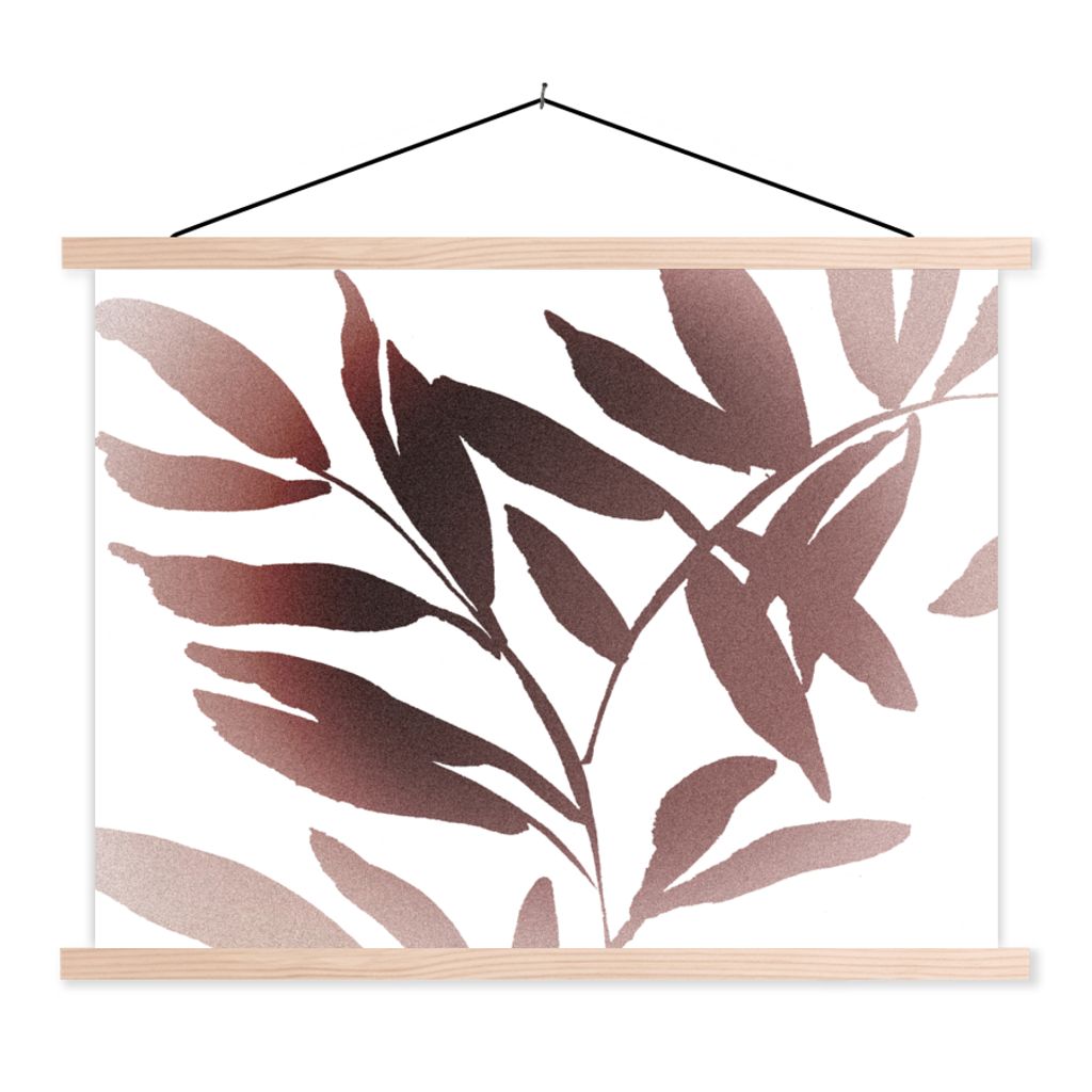 MuchoWow Textilposter Blättern - Design - Abstrakt 60x45 cm mit holzfarbenen Rahmen - Bild