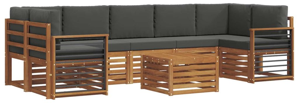 vidaXL Outdoor-Sofagarnitur mit Kissen 8 pcs Natur und Anthrazit