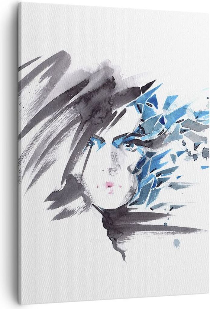Bild auf Leinwand - Leinwandbild - Einteilig - Frau Gesicht Illustration Make-up - 50x70cm - Wand Bild - Wandbilder - Leinwanddruck - Wanddekoratio...