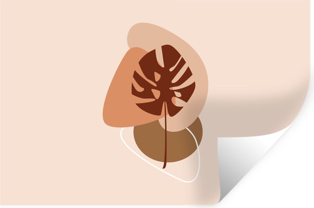 MuchoWow Wandtattoo Wandsticker Wandaufkleber Sommer - Monstera - Abstrakt 30x20 cm Selbstklebend und Repositionierbar - Wierderverwendbar - Selb...