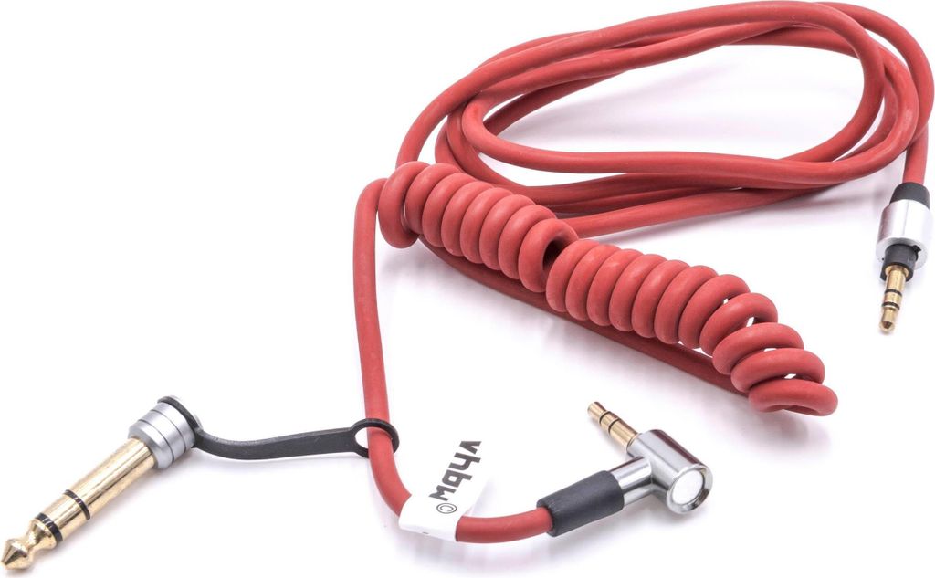 vhbw Audio AUX Kabel kompatibel mit Monster Beats by Dr. Dre Solo, Solo 2, Pro Kopfhörer - Audiokabel 3,5 mm Klinkenstecker auf 6,3 mm, 150 cm Rot