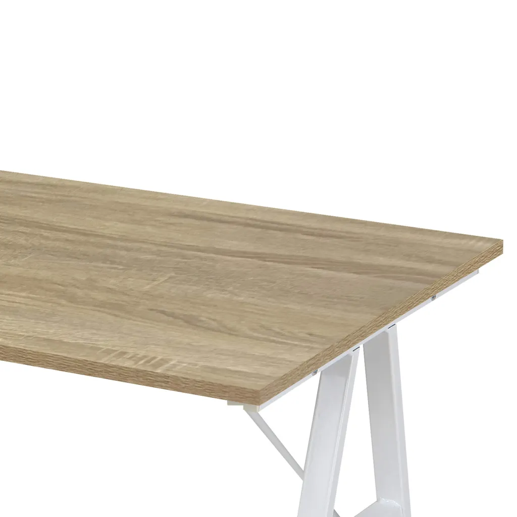 Scrivania Rebecca Mobili in fibra di legno e acciaio, bianco e beige - 4