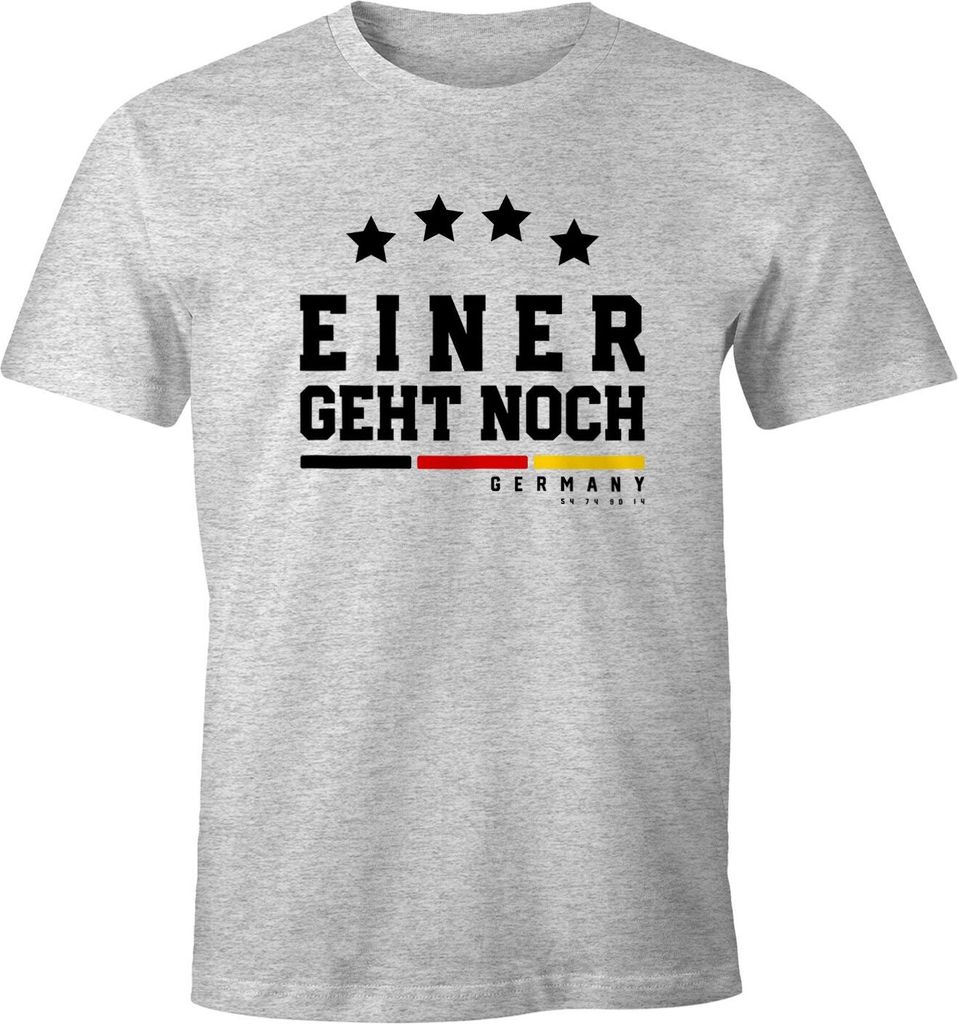 Herren Fan-Shirt Deutschland Einer geht geht noch vier Sterne Fußball WM 2018 T-Shirt Moonworks grau-meliert M