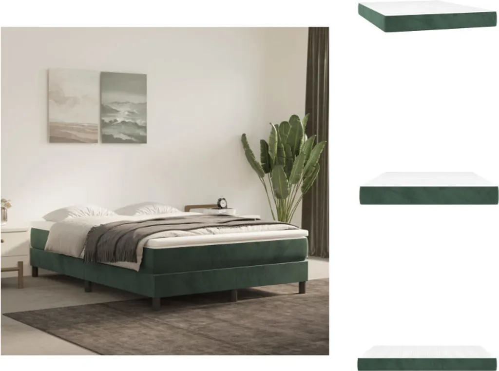 Matelas ressorts ensachés 140x200 cm contre le mal de dos Velours Vert