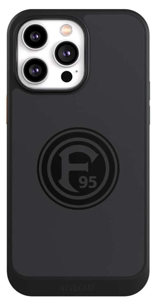 NIVOCASE Hülle für Apple iPhone 14 Pro Max Handyhülle NIVOcore Case Schwarz F95 Fortuna Düsseldorf Logo