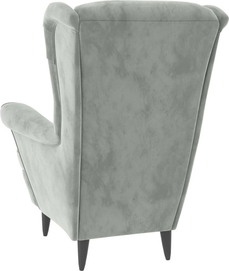 vidaXL Křeslo Wing Chair s taburetem Light Grey Velvet Obrázek produktu 6