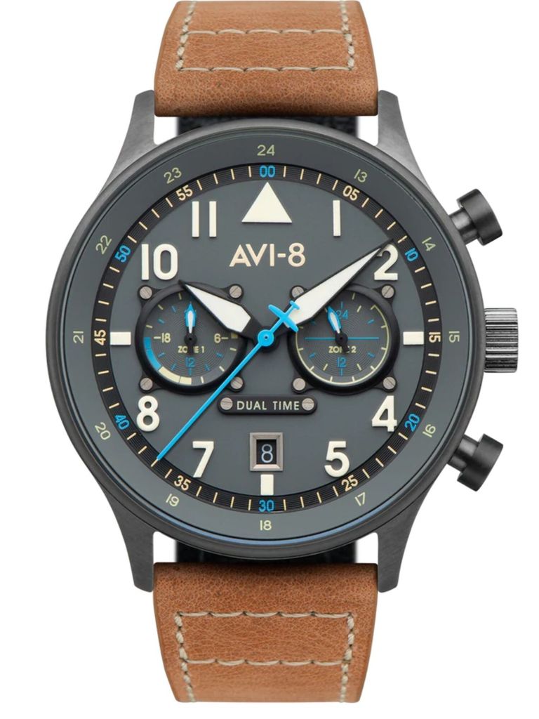 AVI-8 AV-4088-04 Carey Dual Time Herrenuhr 44mm 5ATM