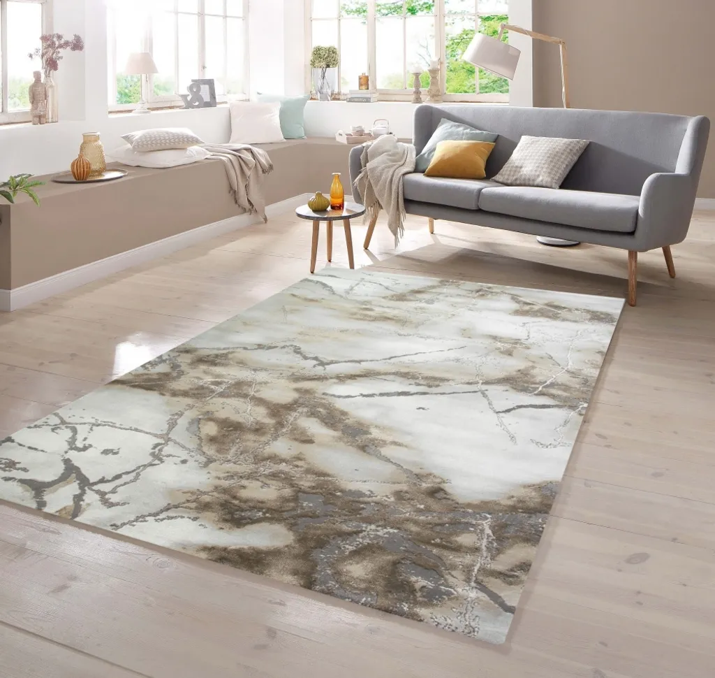 Tapis anti-poussière effet marbre beige 80x300 facile à nettoyer