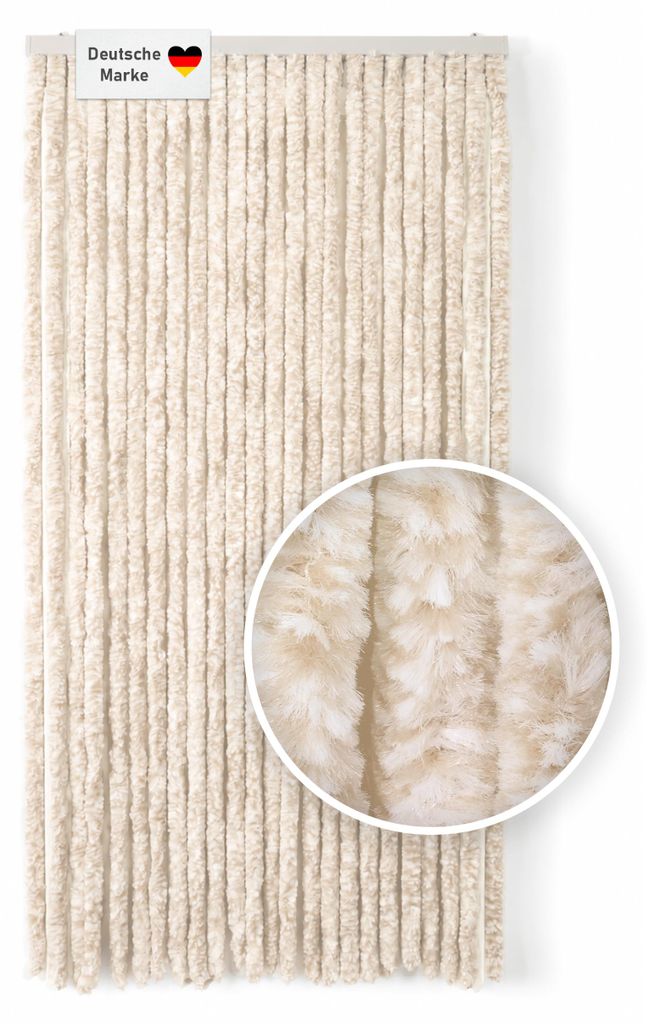 Flauschvorhang 100x200 cm beige-weiß, Fliegenschutz, Produktbild 