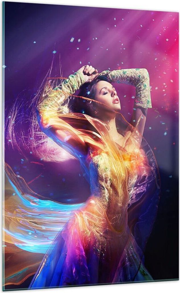 Bilder auf glas - Einteilig - Schönheit Disco Mode Make-up - 70x100cm - Glasbilder - Wandbilder - Bilder - Wanddekoration aus Glas - Glas Bilder -...