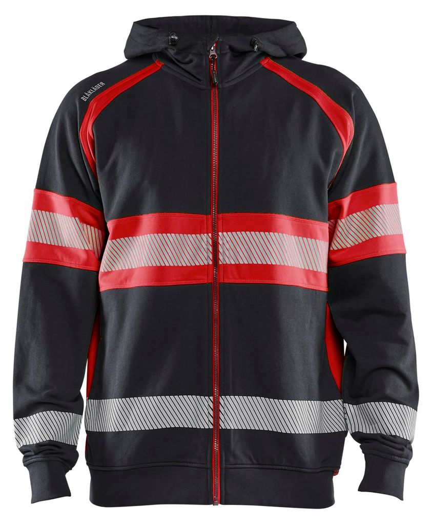 Blakläder High Vis Kapuzenjacke 3552, Farbe:Schwarz/High Vis Rot, Größe:XL