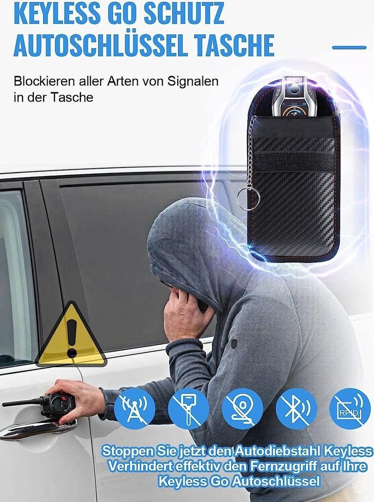 2 Stück Keyless Go Schutz Hüllen - RFID Blocker Für Autoschlüssel 14x9cm Rot