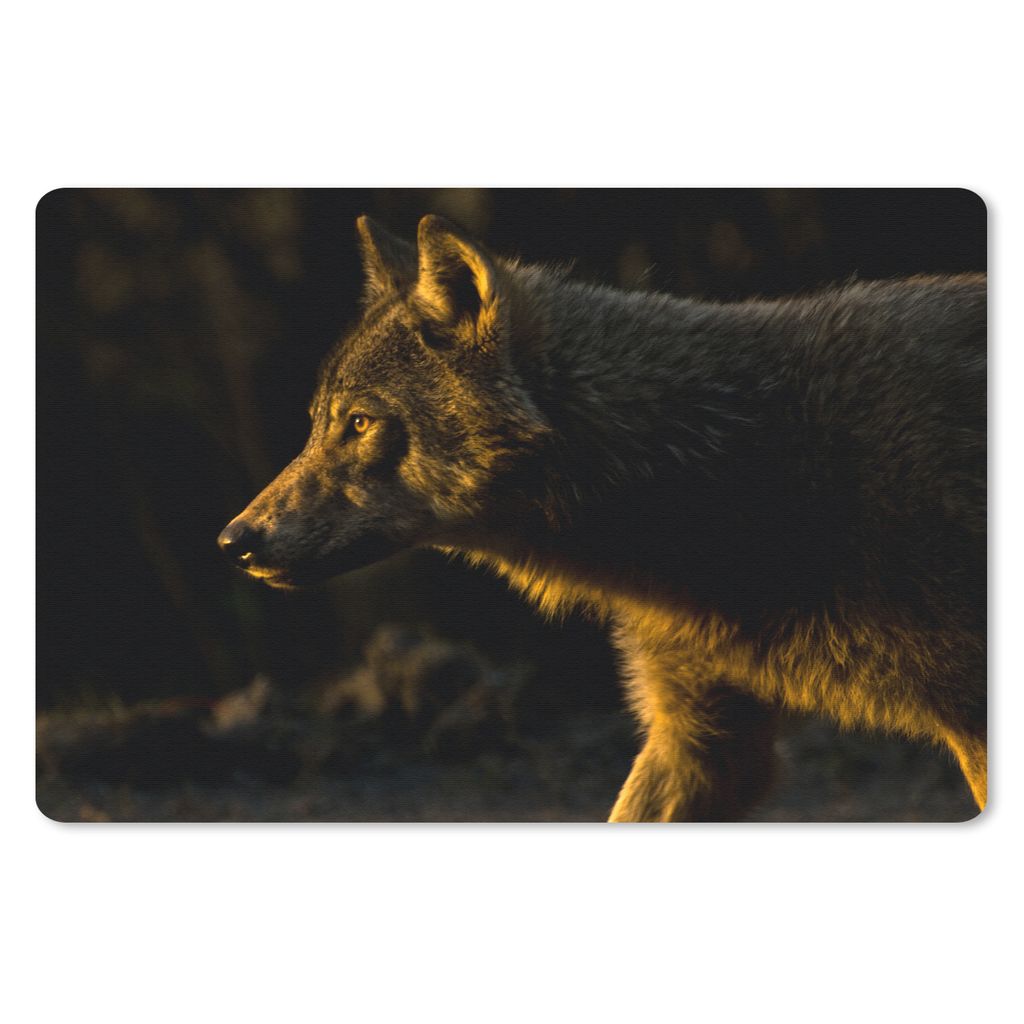 MuchoWow Schreibtischunterlage Wolf - Raubtier - Sonne 60x40 cm - XXL Mauspad - Großes Mauspad