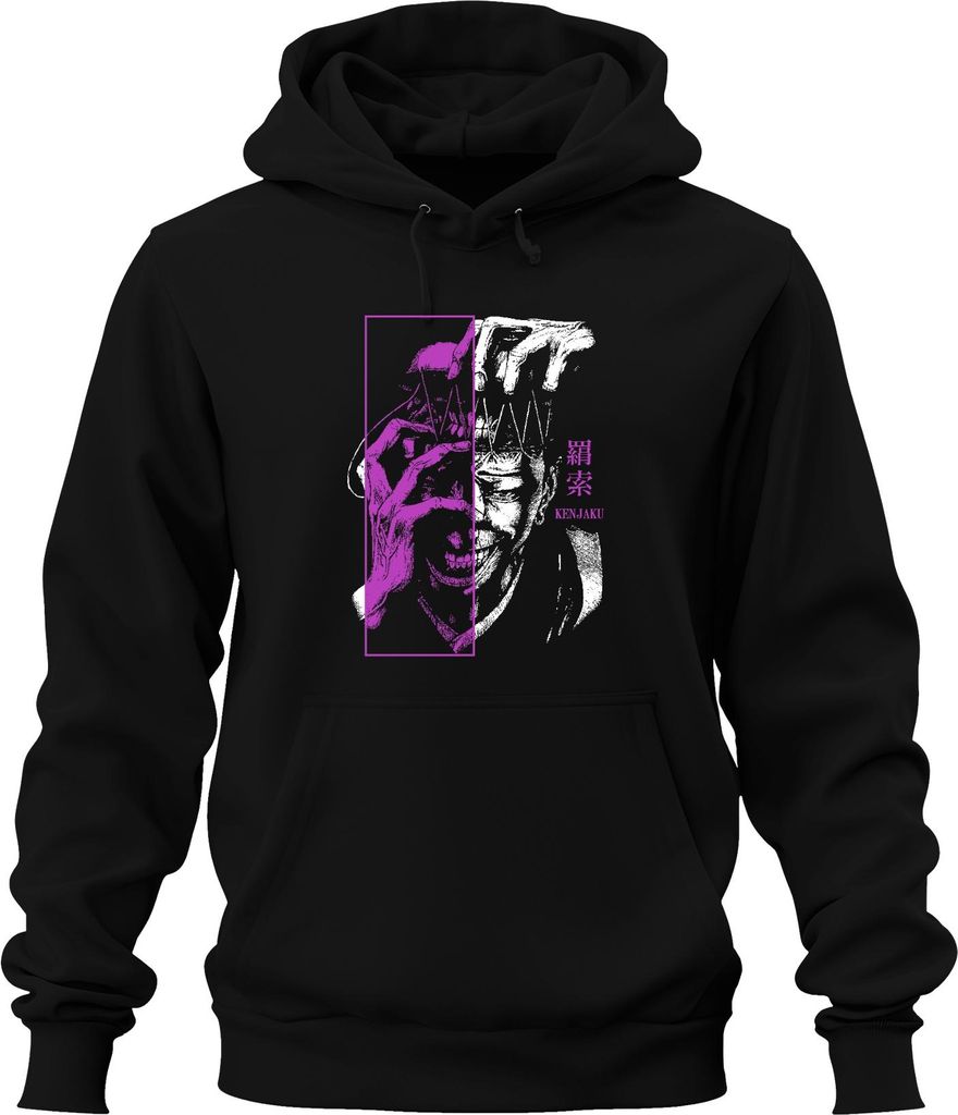 Jujutsu Kaisen Kenjaku Anime Bösewicht lila Neon Grunge Geschenk Uni Hoodie Kapuzenpullover, Schwarz, XL