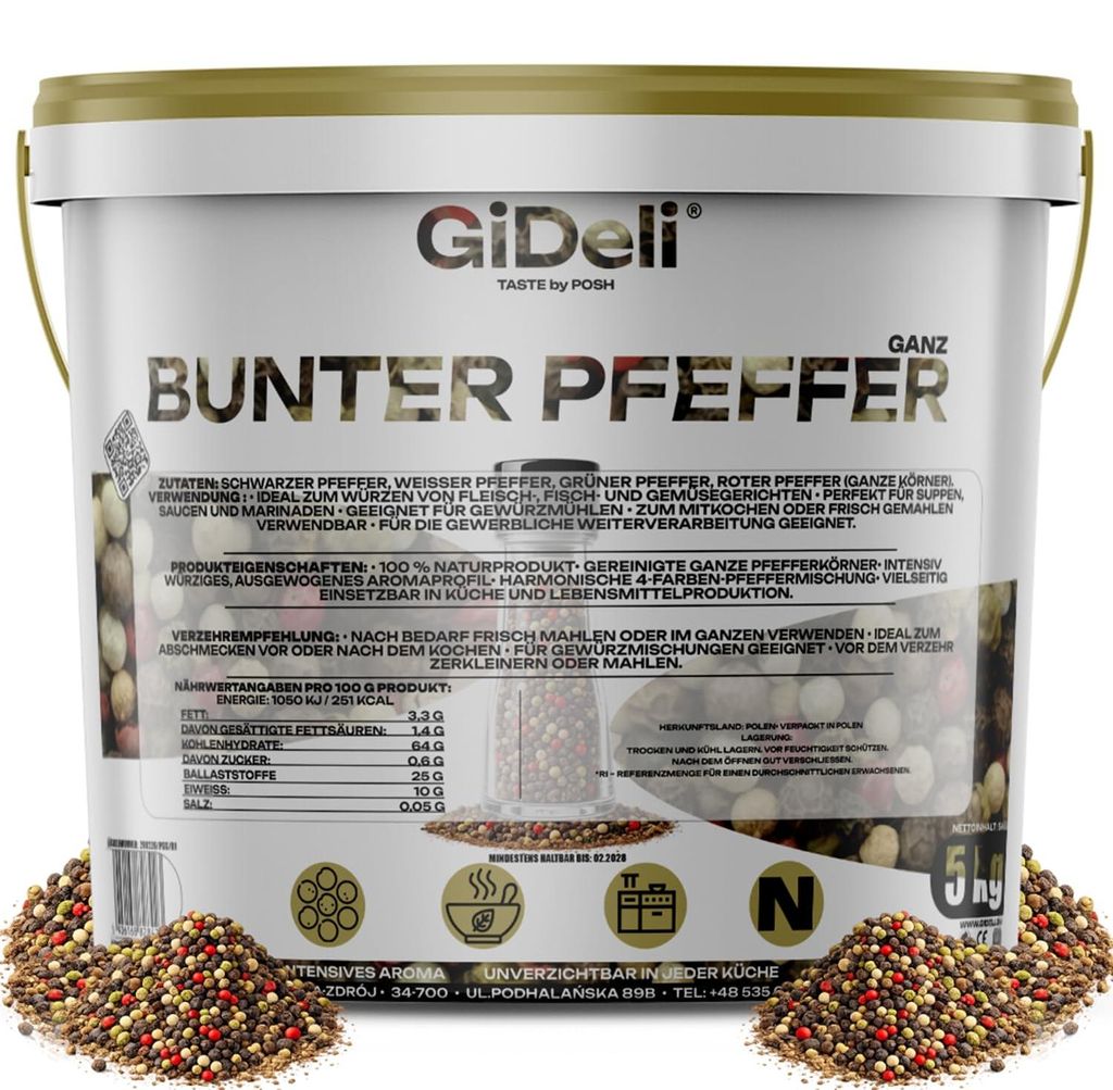 Bunter Pfeffer 5kg Ganz Pfefferkörner Mühle Gewürz Produktbild 