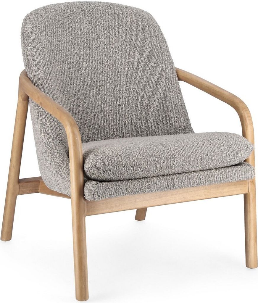 Sessel Elaide 65,5x74,5x82cm Boucle-Optik Grau mit Holzbeingestell inkl. Polster