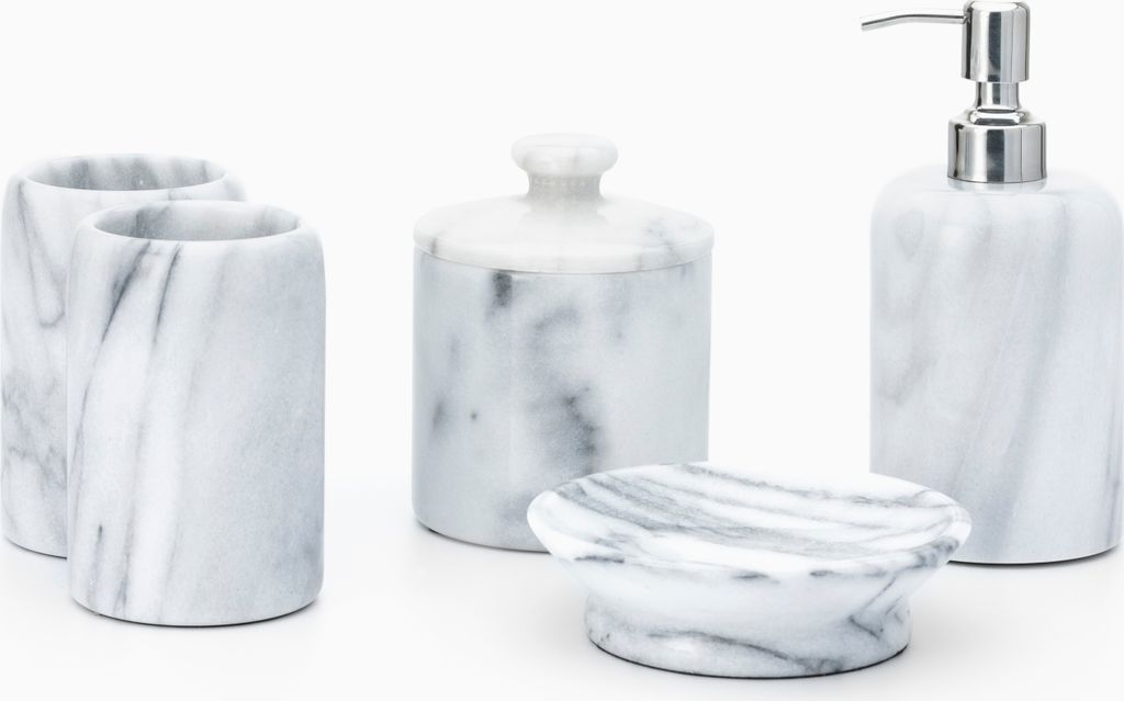 Gloss Marble White Badset