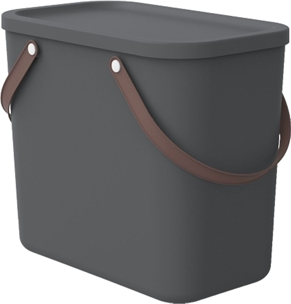 Rotho Aufbewahrungsbox mit Deckel 25L Albula - Kunststoffbox 40 x 23,5 x 34 cm - Stapelbox mit bequemen Griffen - Regalbox aus robustem Kunststoff