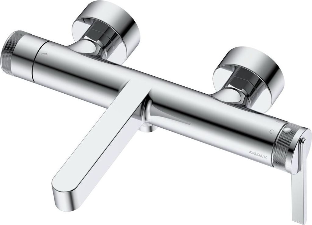 Avapax | Wandbatterie Badewanne - Chrom Glänzend - Messing - Mit Duschumschalter - Modell Aurevo Abau2111h1