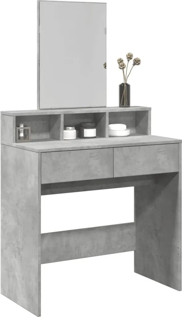 Miglior Tavolo da Trucco Grigio Cemento 80x41x144,5 cm | Specchio Incluso - 2