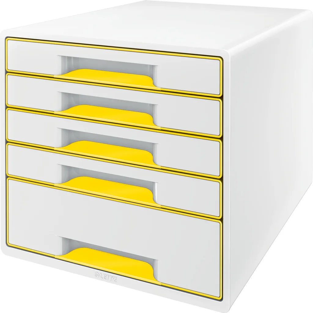 Leitz WOW CUBE Cassettiera 5 Cassetti Giallo - Ordine Creativo in Casa