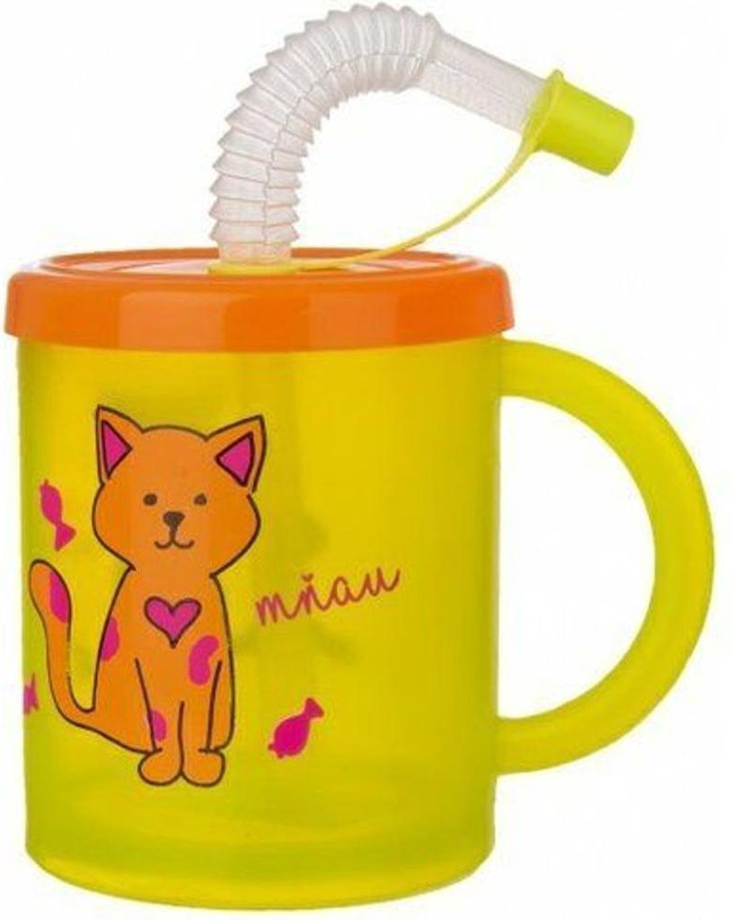 Orion Kinder Trinkbecher mit Strohhalm - Katze, 260 ml