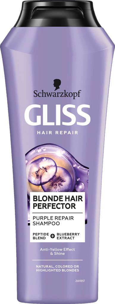 Schwarzkopf Professional Gliss Kur Blonde Hair Perfector Purple Repair Shampoo ( Blond Hair ) - Regenerating Shampoo 250ml 250 Ml