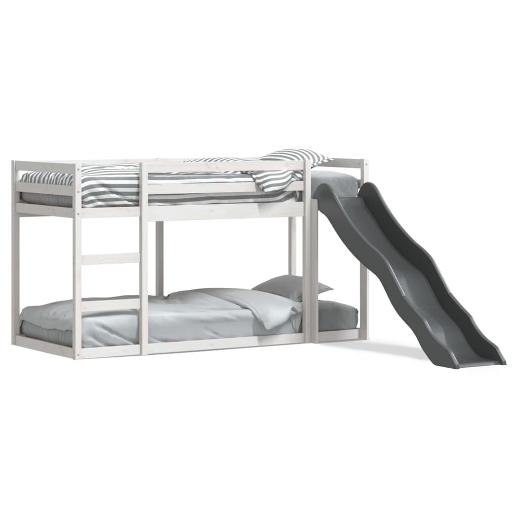 Maison Exclusive - Etagenbett mit Rutsche & Leiter Weiß 90x200cm Massivholz Kiefer