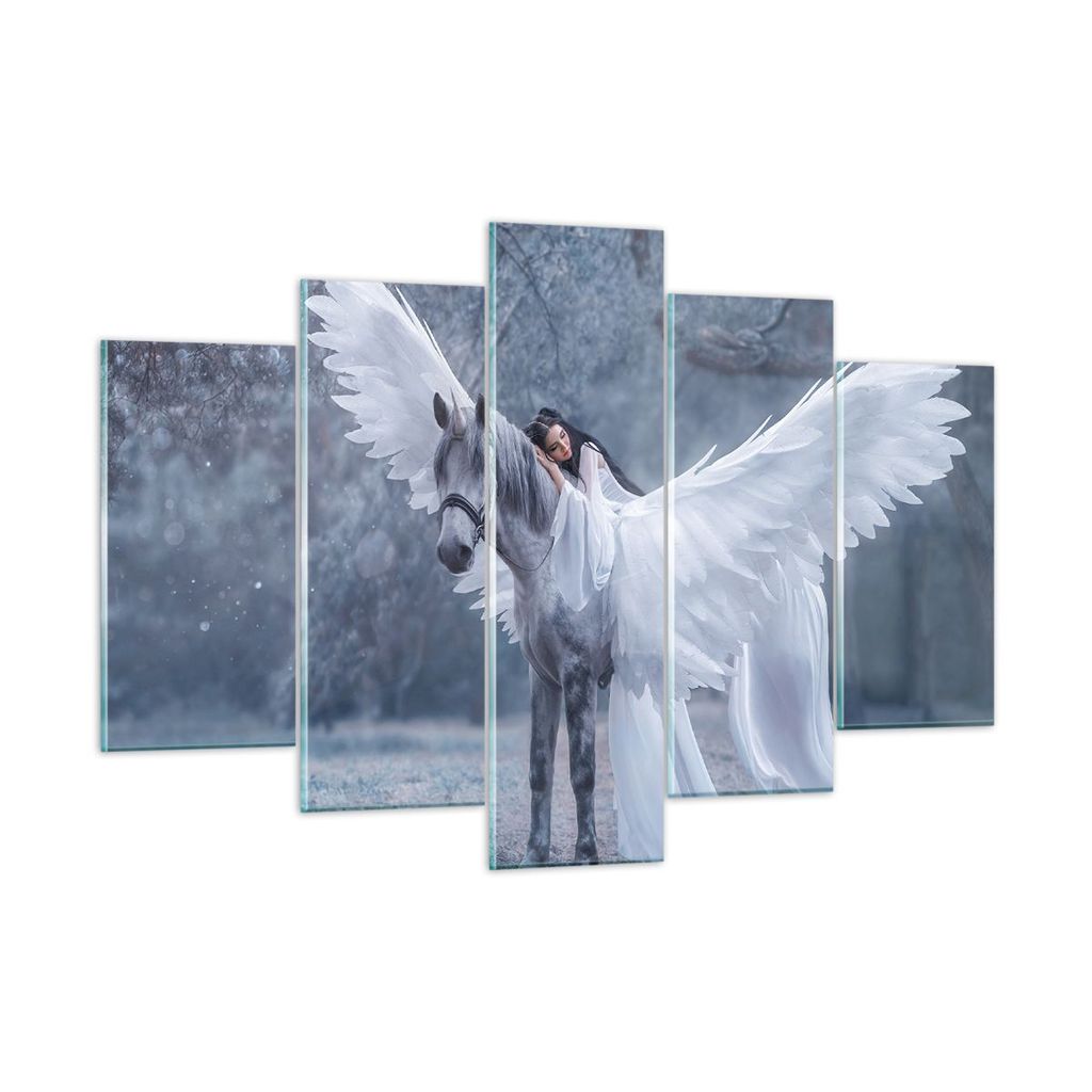 Bilder auf glas - Frau Pferd Natur - 150x100cm - Glasbilder - Wandbilder - Kunstdruck - zum Aufhängen bereit - Wanddekoration aus Glas - Glas Bild...