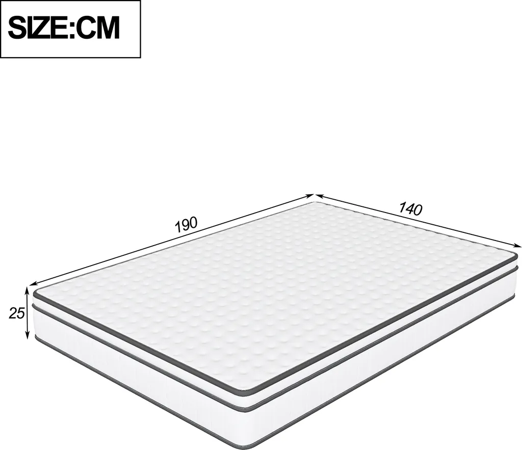 Matelas 140x190cm pour mal de dos à ressorts ensachés orthopédique H3
