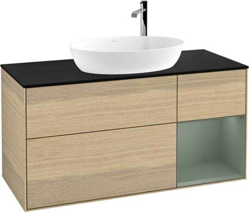 V&B Waschtischunterschrank Wandbeleuchtung Finion 120cm, Pl bla m, Reg Oli. m Lac, Oa ven