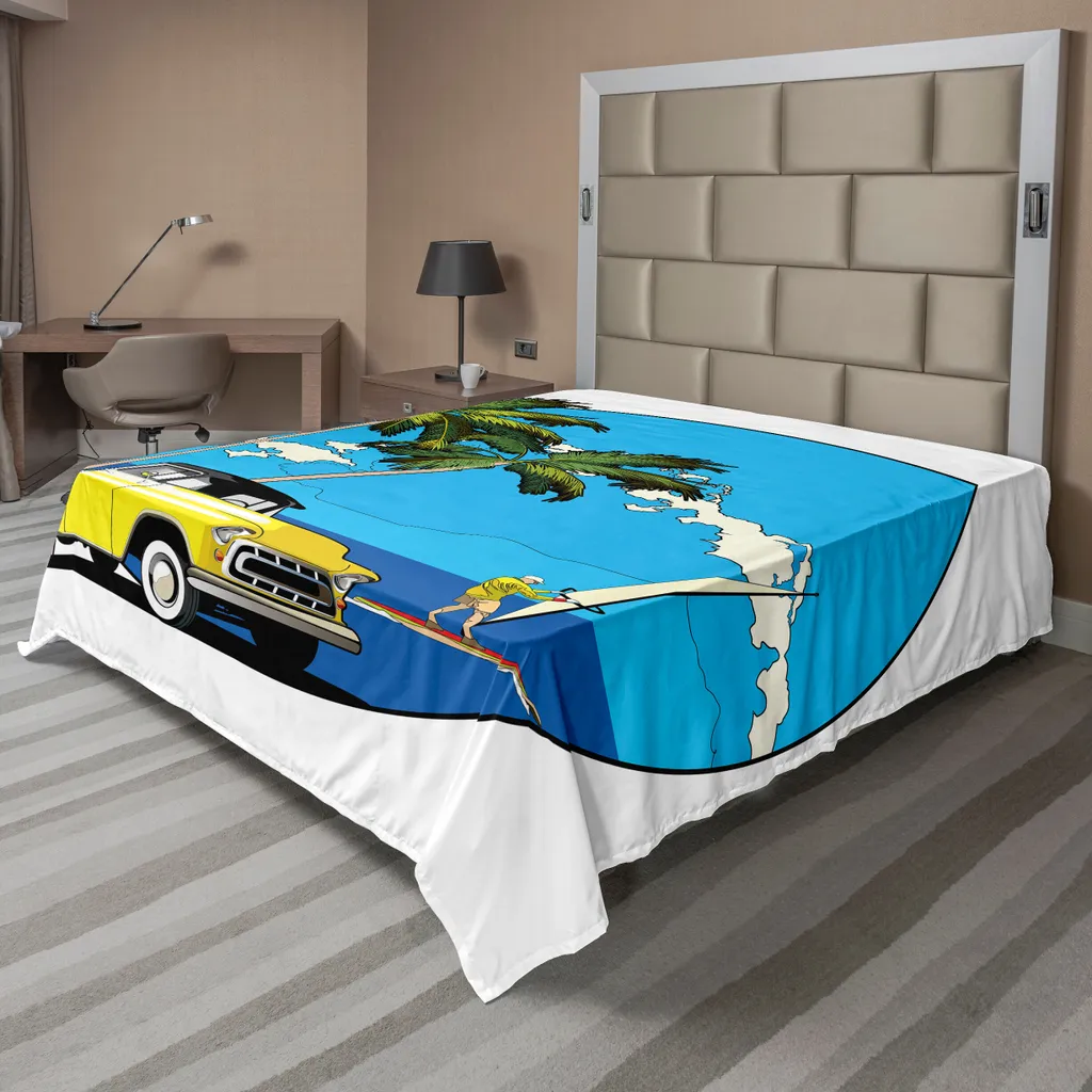 Drap de Lit Motif Voyage Vintage pour Décoration de Chambre Adulte