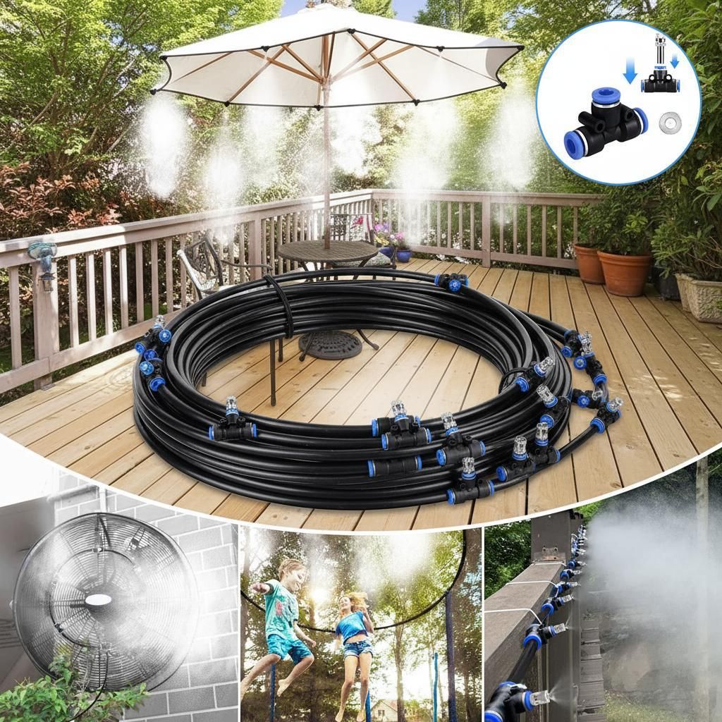 GOLDEN Bewässerungs automatisch,Mikro-Bewässerungssystem zur Pflanzenbewässerung, Sprühnebel Kühlung Misting Cooling System 20 Meter Schlauch ...