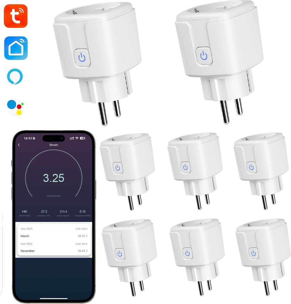 8er-set WLAN-Steckdose, Smart Steckdose mit App Produktbild 1
