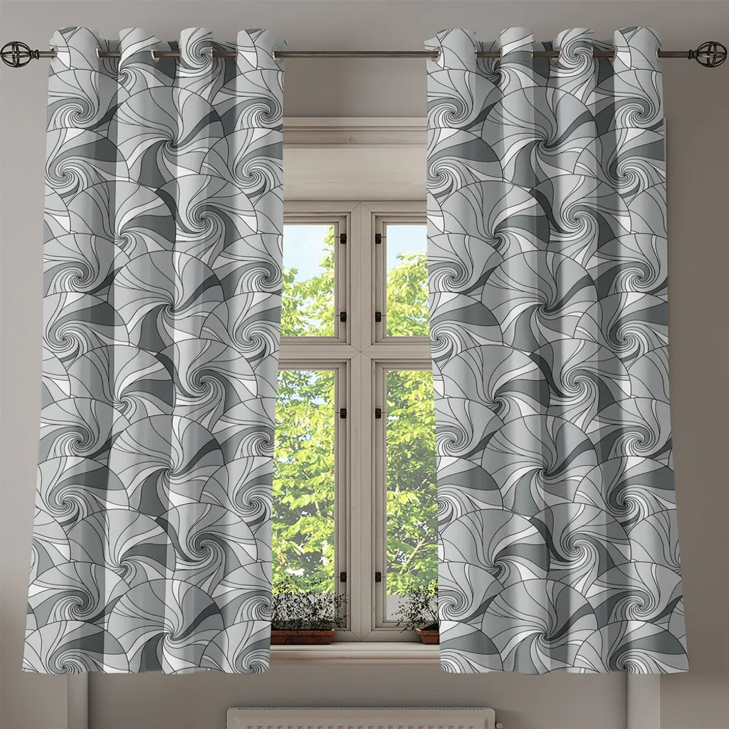 Rideau gris anti-vis-à-vis 280x245 cm, solution déco motifs ronds