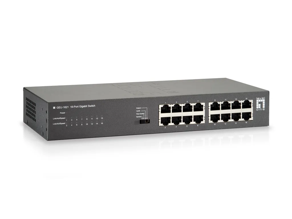 Commutateur réseau 16 ports Gigabit LevelOne GEU-1621 rackable 19 po
