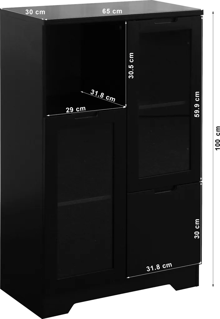 Buffet Moderne Noir MODFU : Solution de Rangement Compact en MDF 100cm - 4