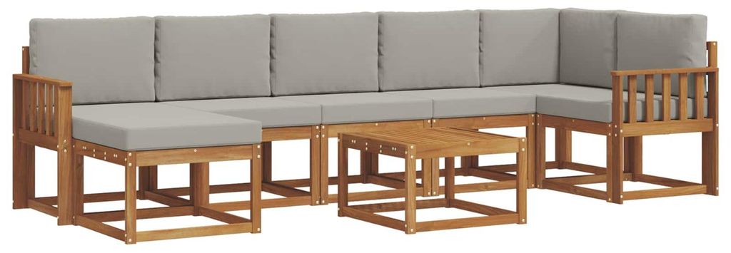 vidaXL Outdoor-Sofagarnitur mit Kissen 8 pcs Natürlich und Hellgrau