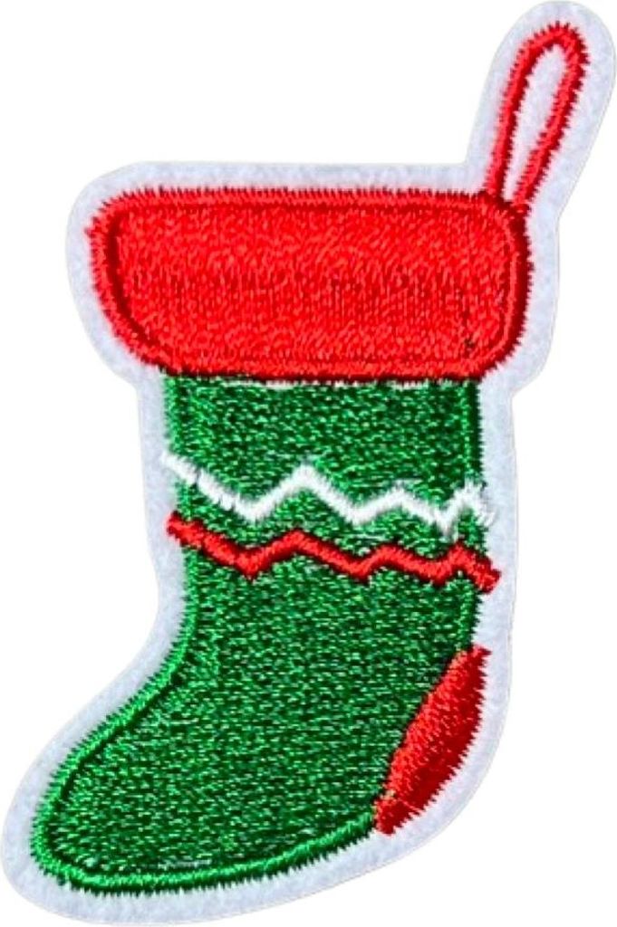 Weihnachts-Weihnachtsstrumpf-Emblem-Aufnäher zum Aufbügeln, grün, rot