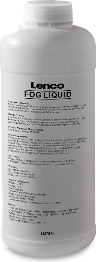 Lenco FML-100 - Universelle Nebelmaschine Flüssigkeit - Produktbild 