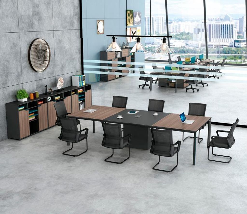 Komplettbüro Konferenztisch Schränke Bürotisch Schwarz Holz Büro 4tlg